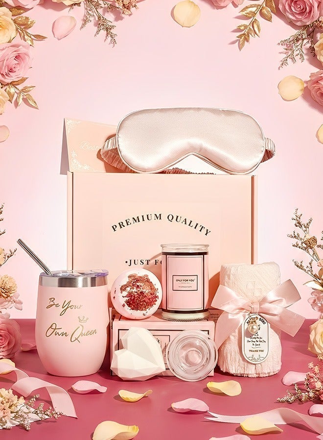 BASILKIT Birthday & Holiday Gifts for Women, Relaxing Spa Gift Basket Set, Unique Gift Ideas for Christmas, Mother’s Day, Thanksgiving & Anniversary, Gifts for Mom, Sister, Best Friend, Wife, Coworker, Teacher, Nurse - Image 1